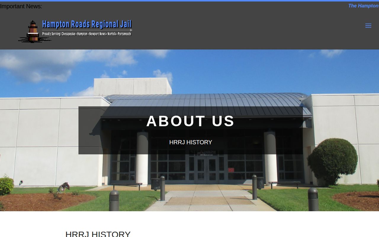 Hampton Roads Regional Jail historical release records and closure page