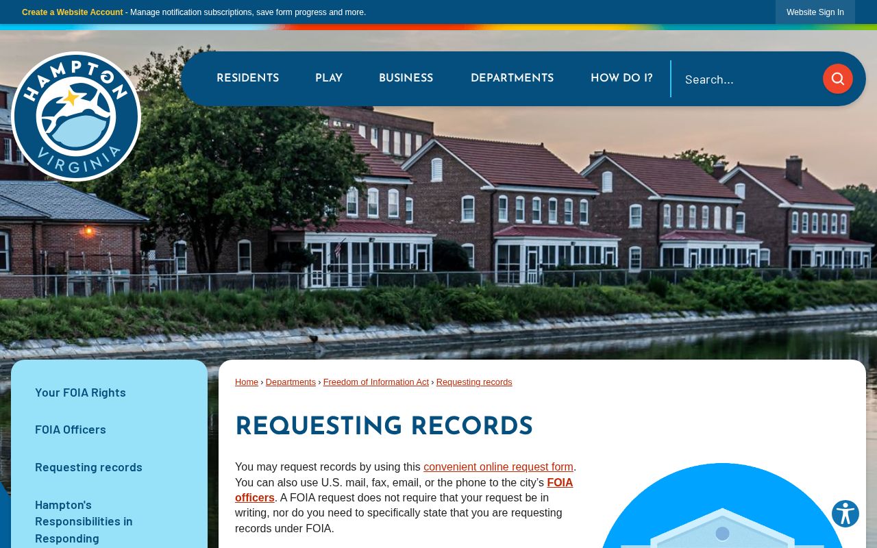 City of Hampton 72-hour release records request channels