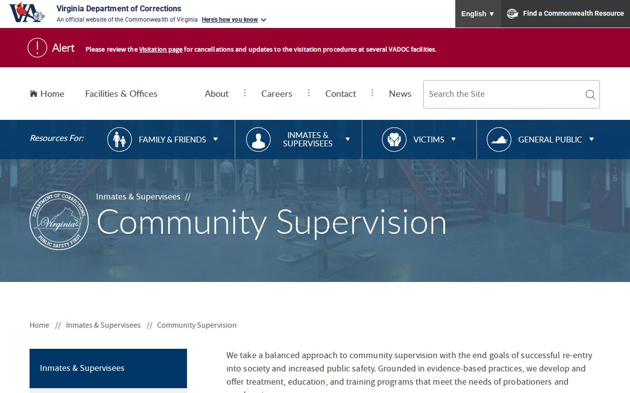 VADOC Hampton post-release supervision and community corrections information